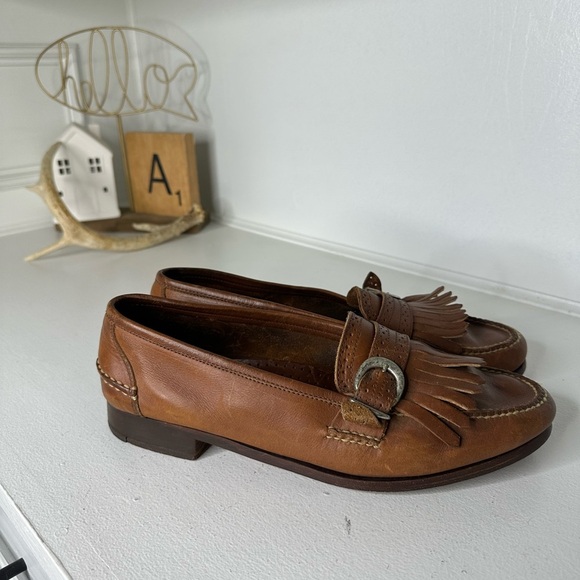 Vintage Cole Haan Country Brown Leather Kiltie Loafers with Buckle - Men's 11.5 - Picture 5 of 8
